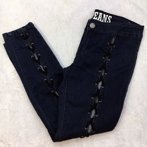 VIP Lace Up Skinny Jeans